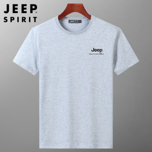 JEEP SPIRIT夏季短袖T恤男圆领弹力纯色中青年圆领半袖体恤