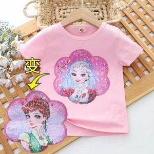 变脸T恤衣服亮片亮闪闪草莓熊变色T恤儿童夏季可爱棉清仓