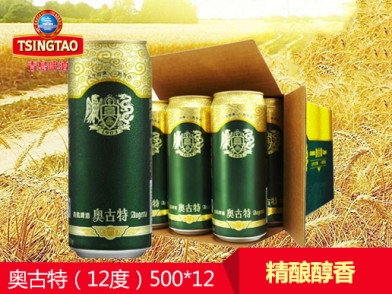 青岛啤酒 奥古特(12度)500ml*12罐 传世麦香精酿醇香