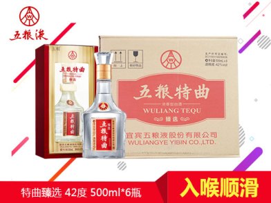 五粮液出品 五粮特曲 臻选 42度 浓香型白酒 500ml 6瓶装 苏宁自营