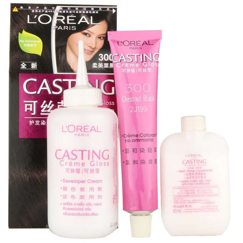 巴黎欧莱雅可丝莹温和染发霜300号 柔美栗黑48mL+72mL+40mL