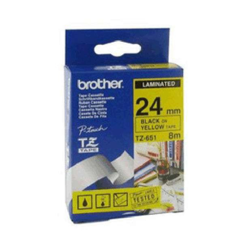 兄弟(brother)TZe-651 标签色带/碳带 黄底黑字 24mm 原装正品