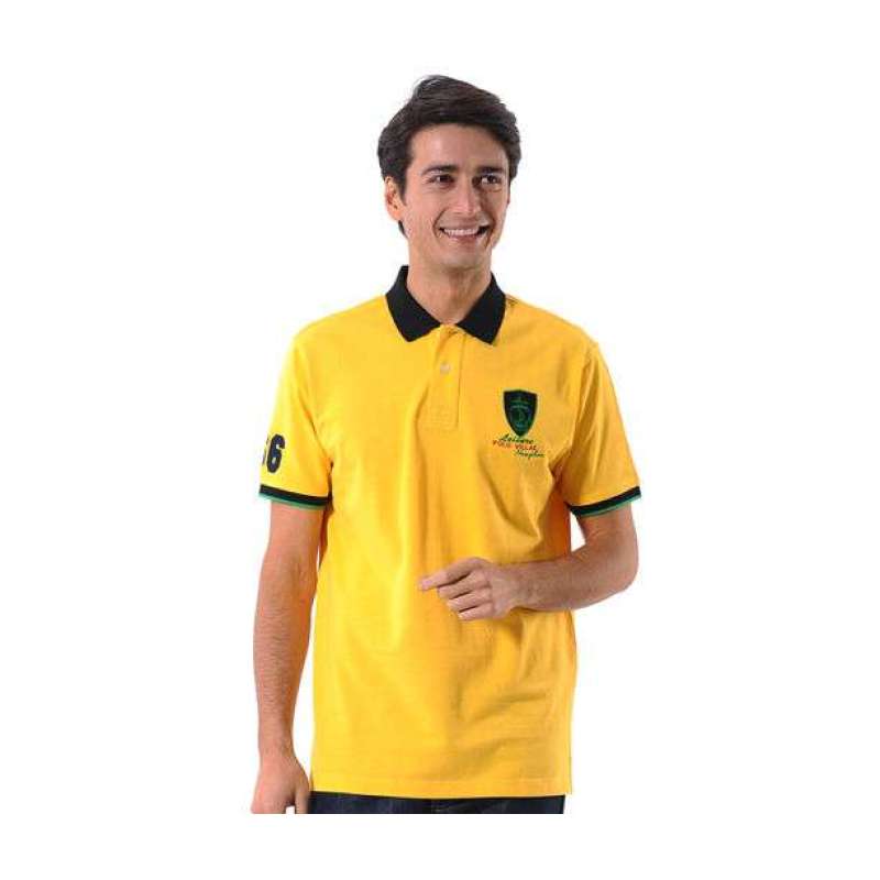 POLO VILLAE男士黄色翻领短T恤PFCAMAACH759