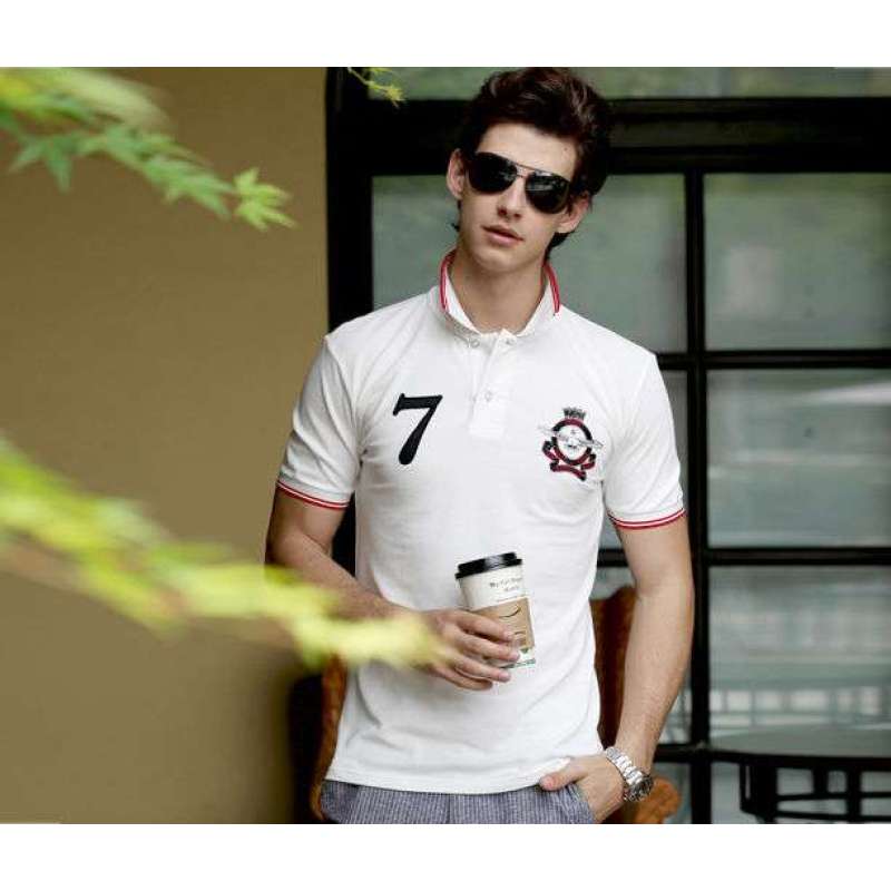 Justyle 七号男士纯棉短袖POLO 22111062 白色(XL)