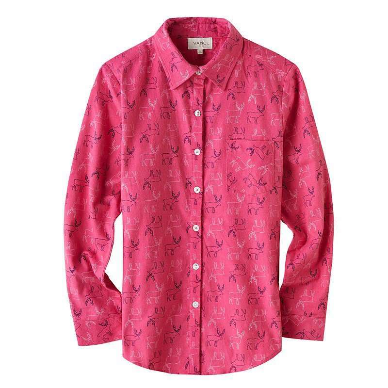 VANCL凡客诚品 情侣家居服（女款长袖） 玫红小鹿 S