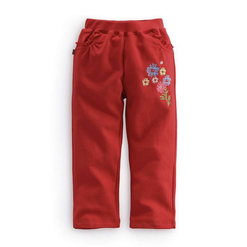 VANCL凡客诚品 精美绣花针织长裤（女童）（80-120） 大红色 120