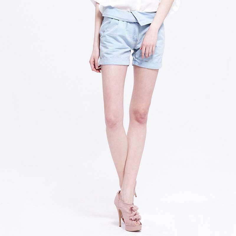 VANCL凡客诚品 风尚挽边牛仔短裤 浅牛仔蓝 S