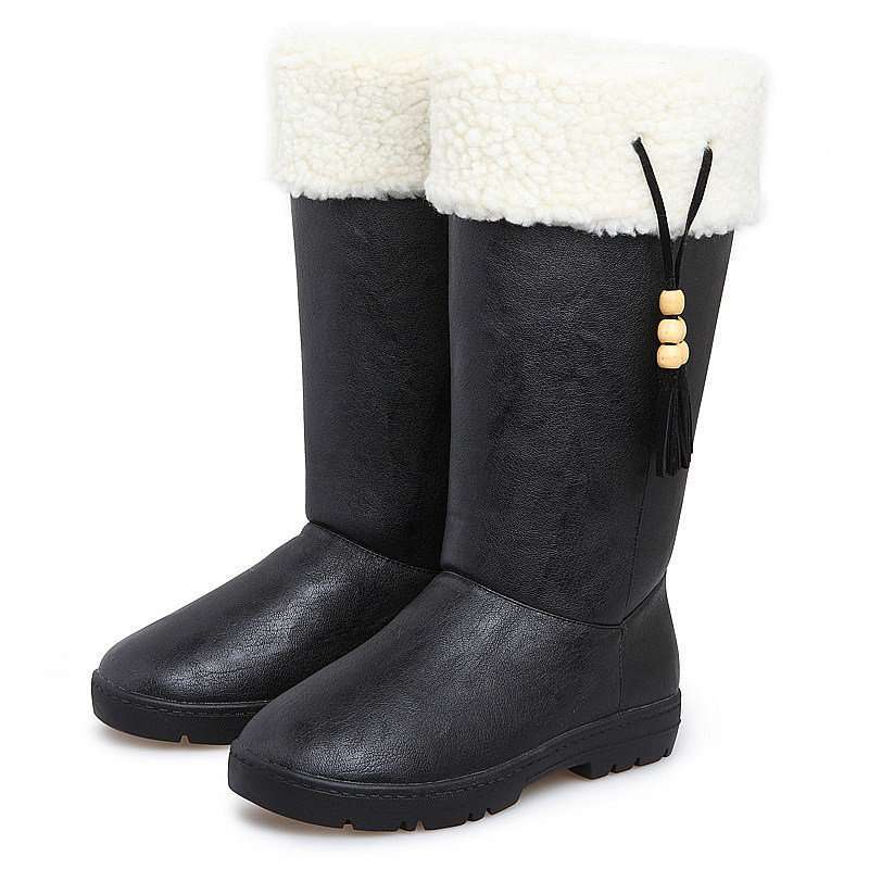 VANCL凡客诚品 冰激凌翻边雪地靴12寸 黑色 35