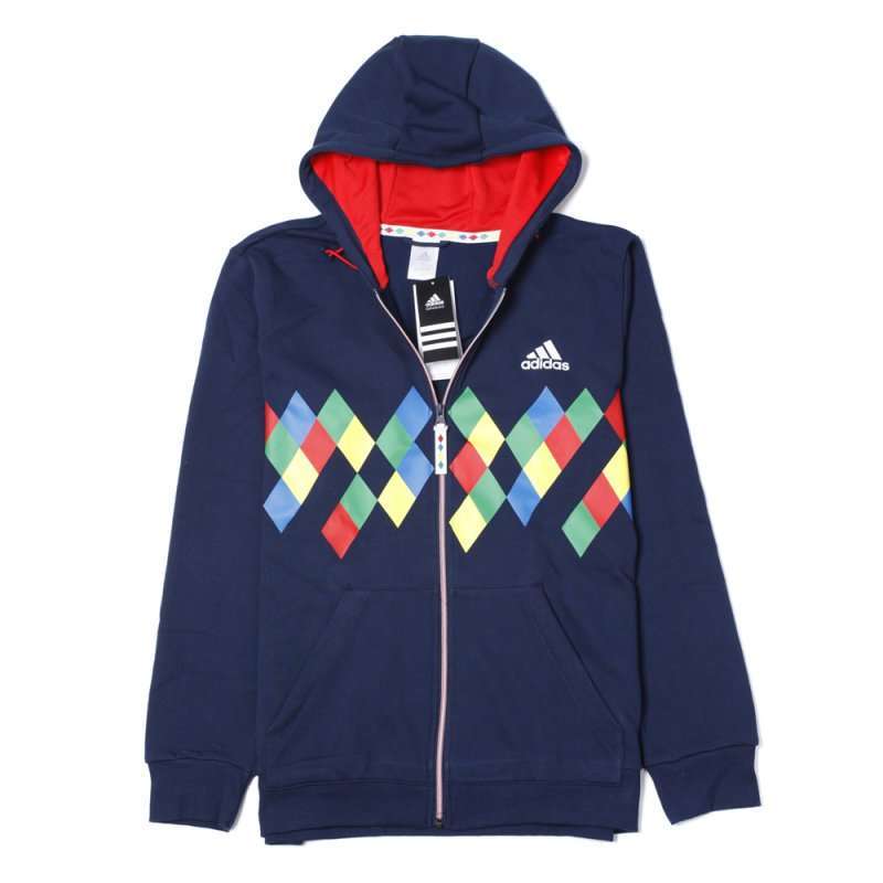 Adidas 阿迪达斯2012新款男子 撞色菱形网球常规连帽开衫X19041 XXL