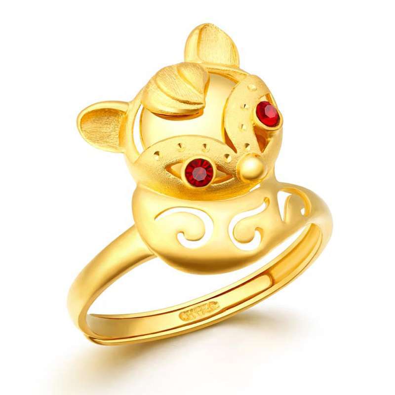 萃华金店 黄金(千足金)华尚系列宠爱篇戒指-恋恋凡尘 活口 (6.25克)