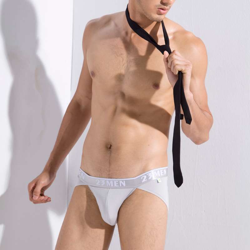 23MEN爱杉士男士莫代尔纯色低腰三角内裤灰色(M)SJV03