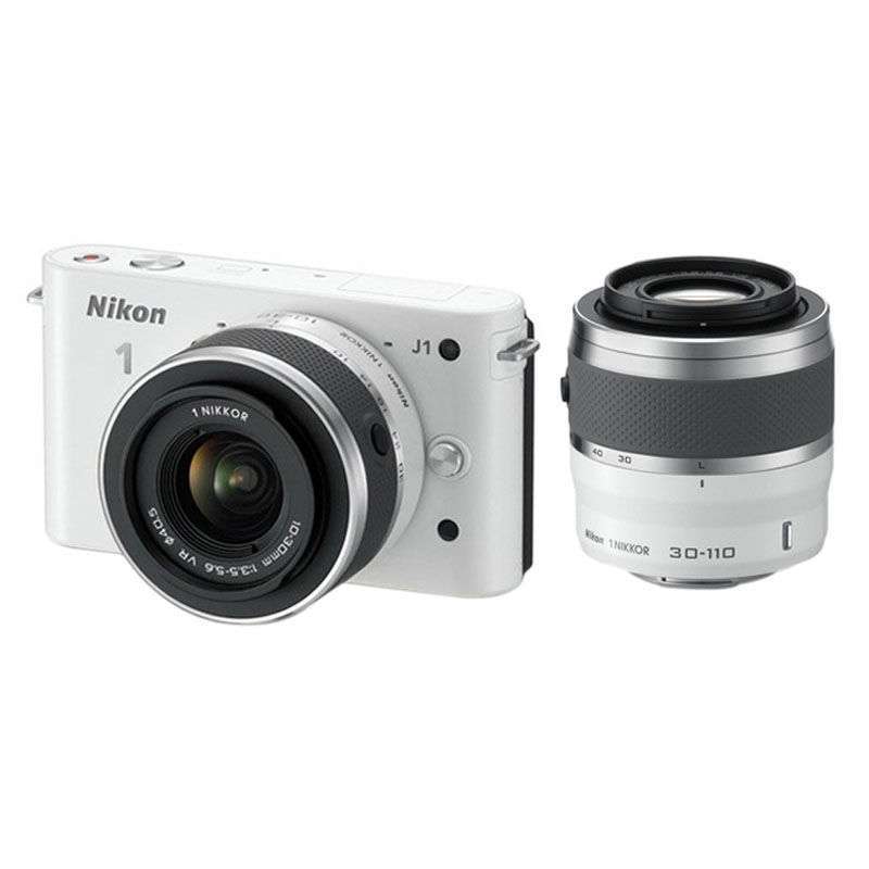 尼康(Nikon) 可换镜数码相机 J1双镜头 10-30mm，30-110mm 白色