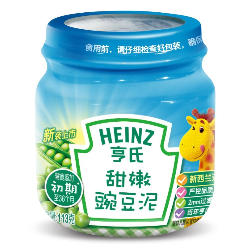 亨氏(Heinz)甜嫩豌豆泥113g/瓶