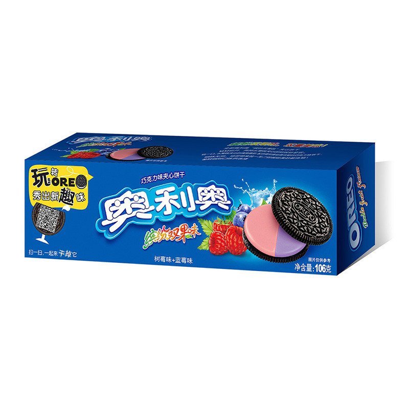 奥利奥缤纷双果夹心饼干蓝莓树莓味106g