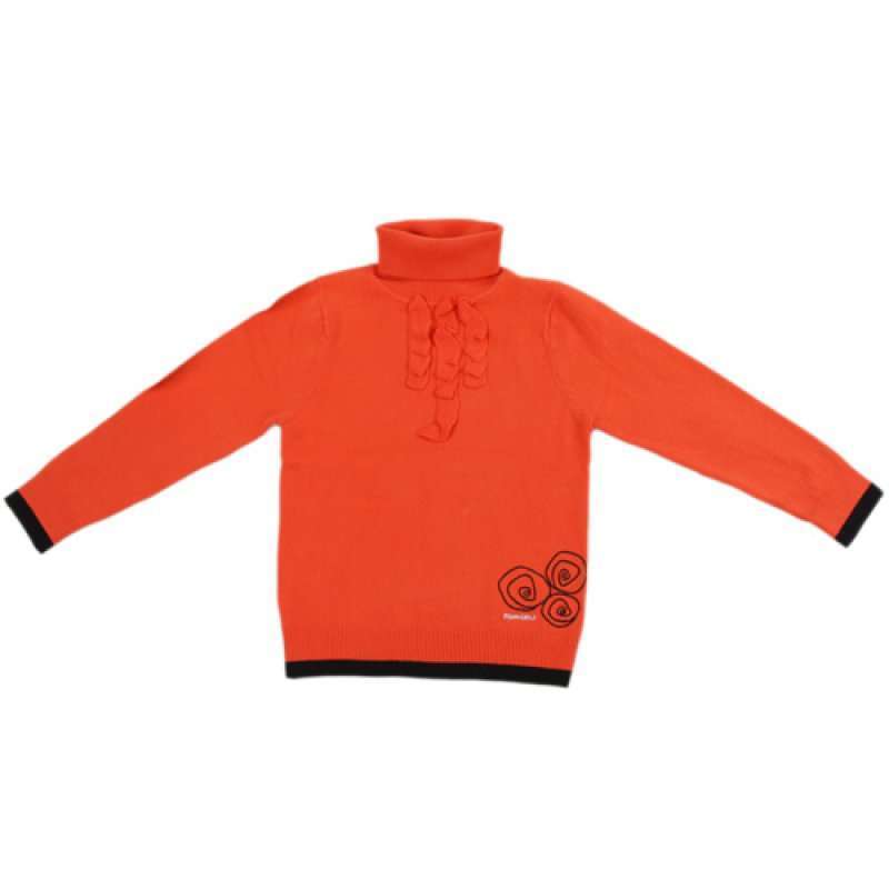 凡兜童装秋冬新款女款高领长袖毛衣18130409105朱红/110