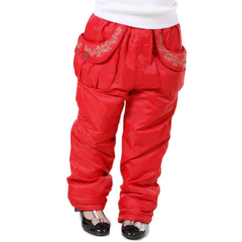 凡兜童装秋冬新款女款平织铺棉长裤180578271红色/150