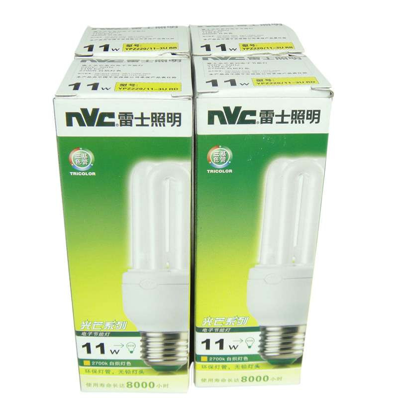雷士照明 节能灯YPZ220-11W-3U-E27-2700K(黄光)(4支装)