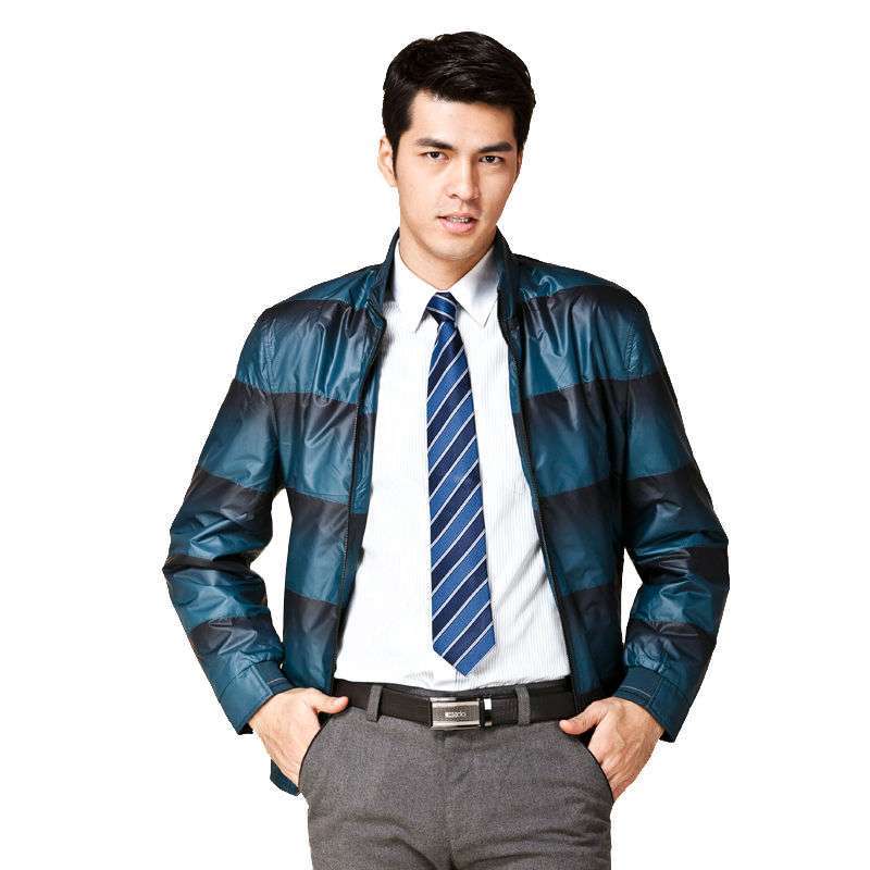 HODO红豆男装时尚渐变格纹内里地中海风情夹克外套HDEJDB2