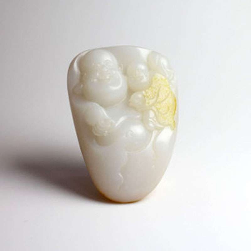 老山玉器 新疆和田玉石玉器 白玉籽料手把件手玩件和合二仙P0007601