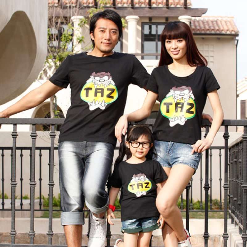 爱湾黑色卡通老虎图案T恤亲子装男装M码