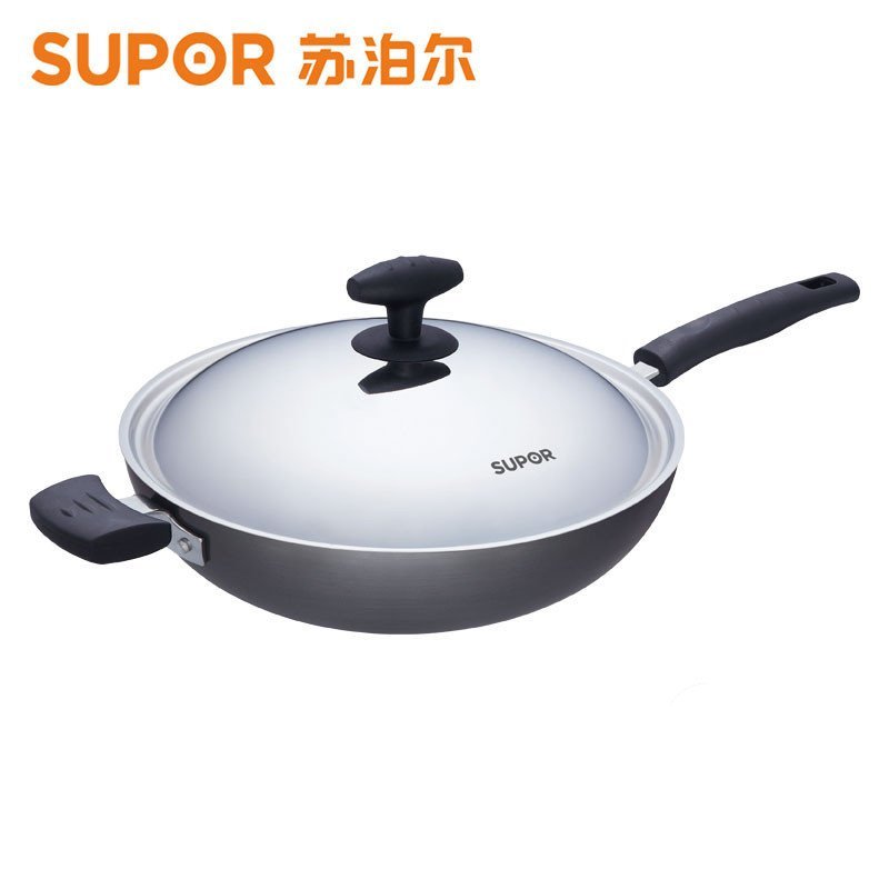 苏泊尔（Supor）PC32Q3 核晶健康不粘炒锅电磁炉明火通用 不锈钢盖 32CM