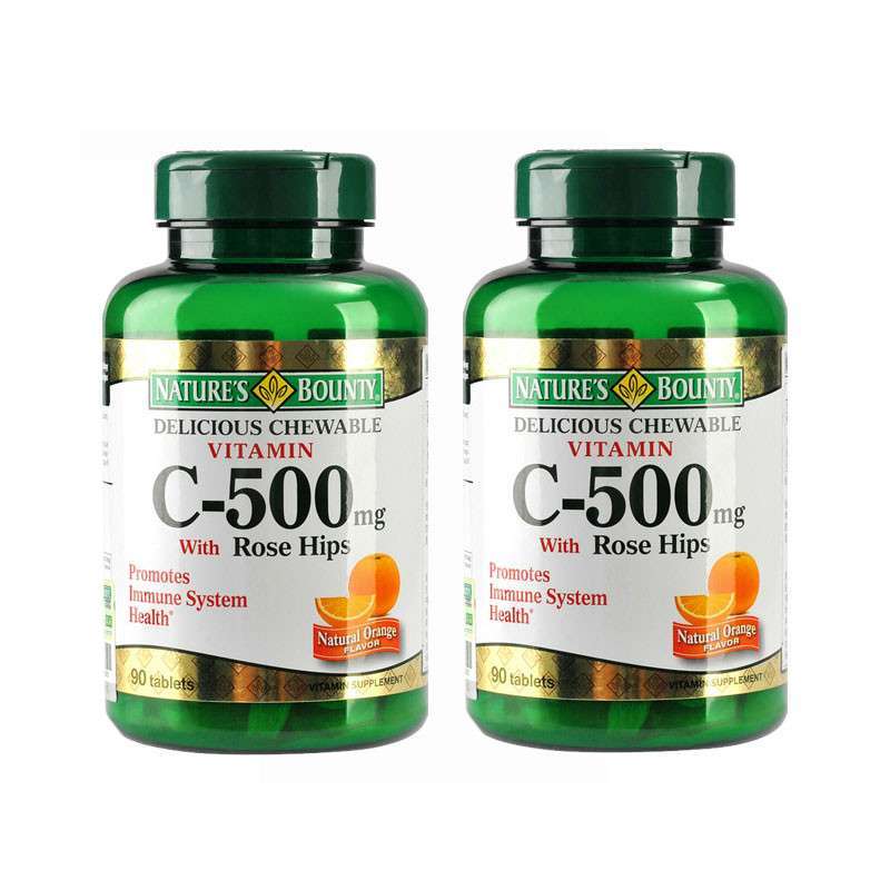 提高免疫力，强健体魄套装，自然之宝水果提取物咀嚼片90片*2瓶（维生素C）