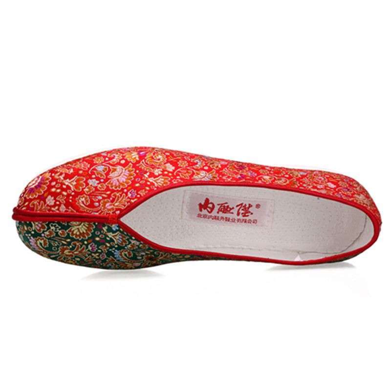 正品内联升女单鞋北京布鞋手工布鞋坤千底加密织锦淑8261a 黑色 37码