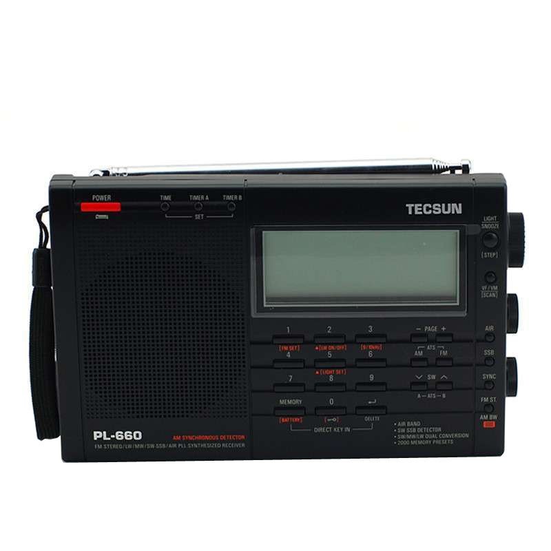 德生(Tecsun) PL-660全波段数字调谐立体声钟控充电德生收音机 黑色