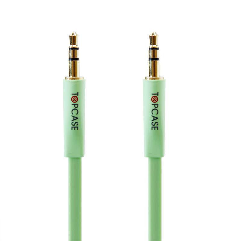 TOPCASE SC01 豪华版 镀金头 DC3.5立体声车载音频线 AUX线公对公音频连接延长线 音箱线 绿色 1米
