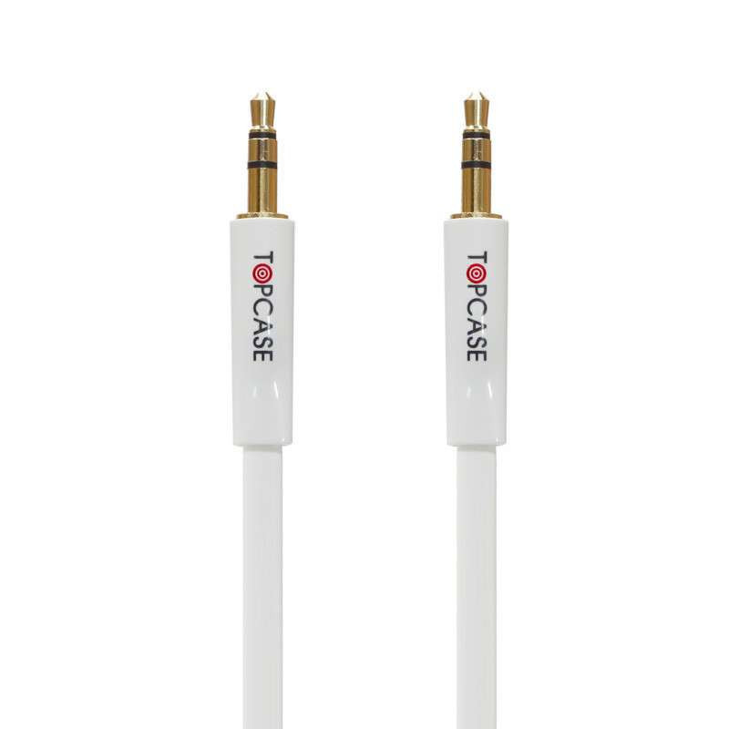 TOPCASE SC01 豪华版 镀金头 DC3.5立体车载声音频线 AUX线公对公音频连接延长线 音箱线 白色 1米