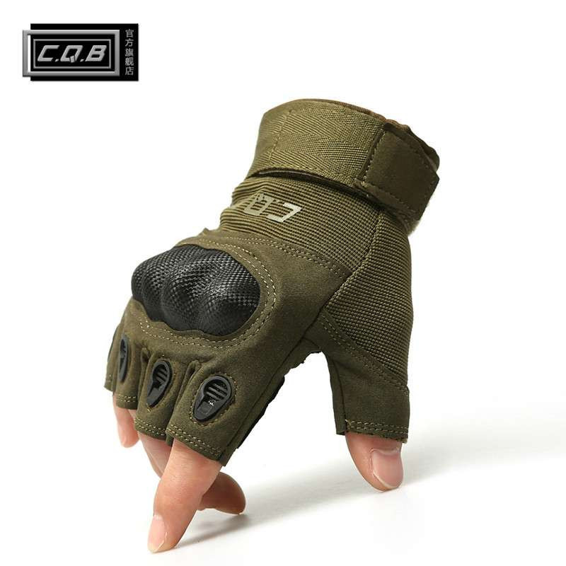 CQB 户外战术手套 军迷半指手套 O记 美军特种兵防滑作战手套 军绿M