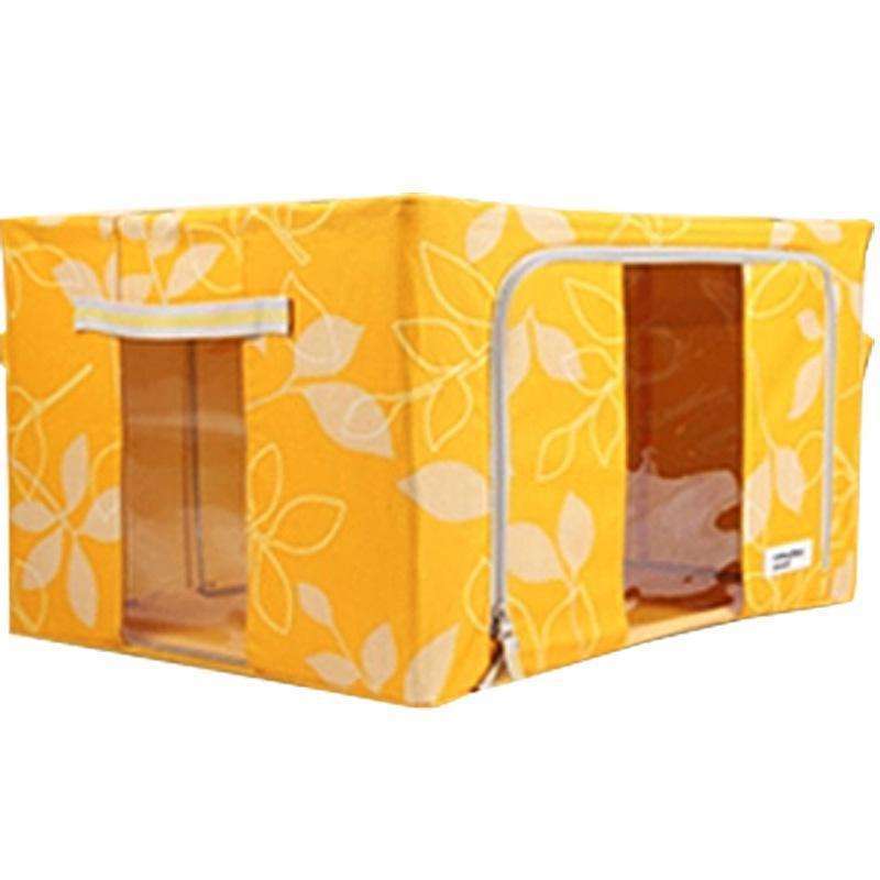 小熊妈妈百纳箱TPE牛津布防水防潮收纳箱收纳盒铁架可折叠整理箱储物箱包杂物箱66L 黄色