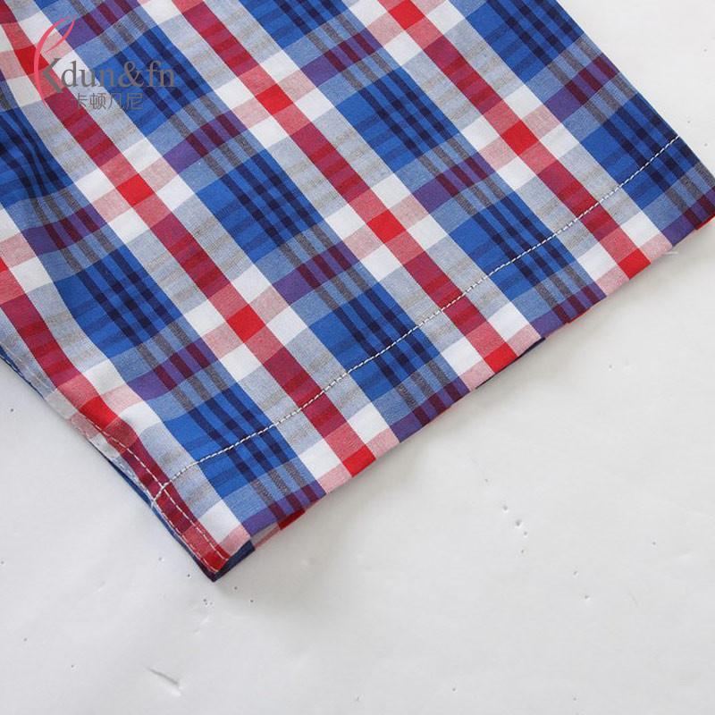 男式时尚休闲韩版纯棉格子短袖衬衫d0020 红白蓝格 41码