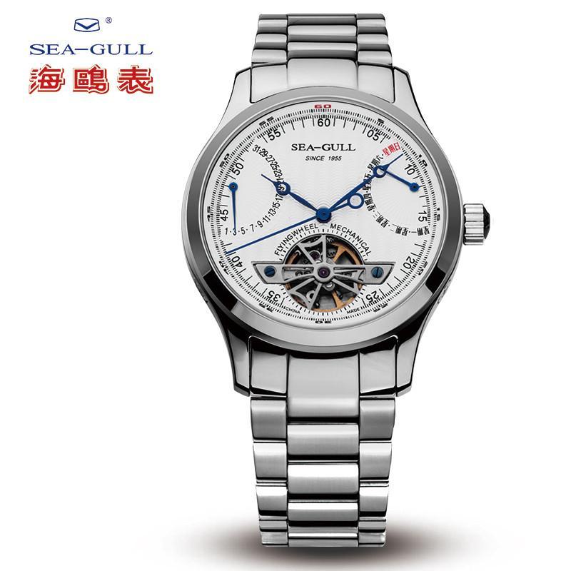 海鸥表(SEAGULL) 男表 简约多功能飞轮精钢防水自动 机械表 飞轮系列 M162S
