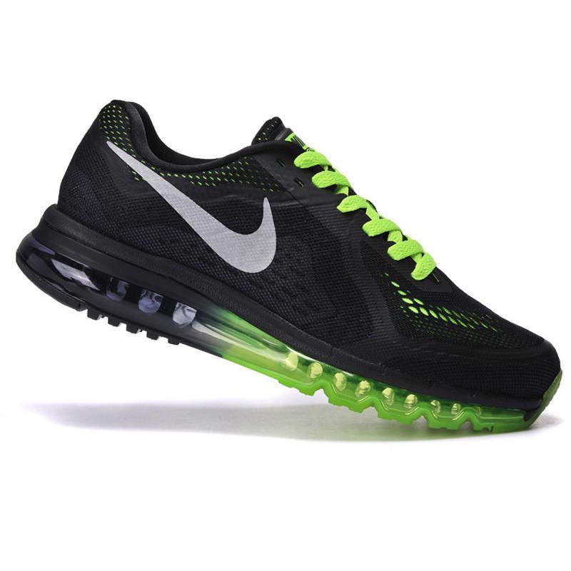 耐克男鞋2014新款airmax全掌女气垫跑鞋女子跑步鞋621077-407 墨绿色