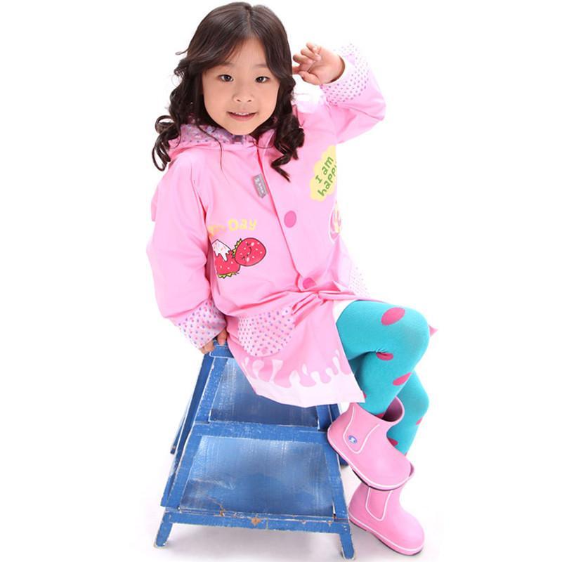 男女小学生儿童雨衣披时尚可爱 加厚连体雨披带书包位超软 粉色M