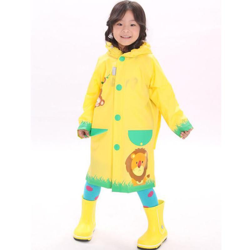 男女小学生儿童雨衣披时尚可爱 加厚连体雨披带书包位超软 黄色L