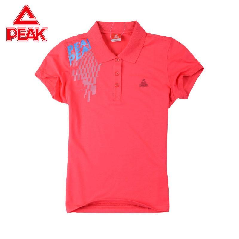 2016夏季 Peak/匹克女短袖 翻领情侣款短T恤经典POLO衫F612618 西瓜红 3XL