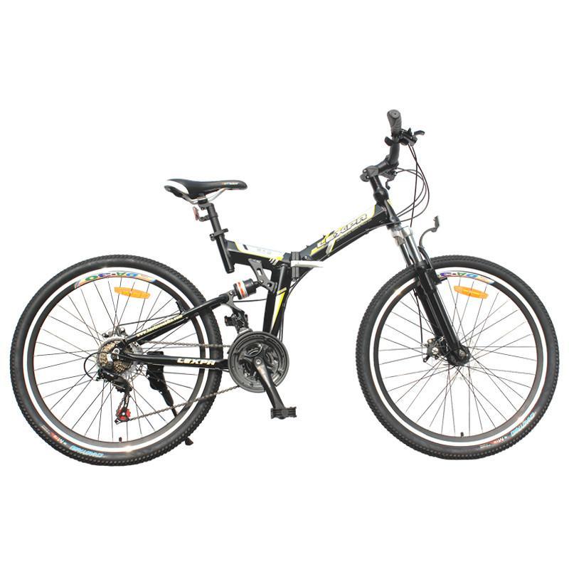 雷斯帕26寸至尊奔腾铝合金变速折叠山地自行车 双碟刹 SHIMANO21速 26寸黑色