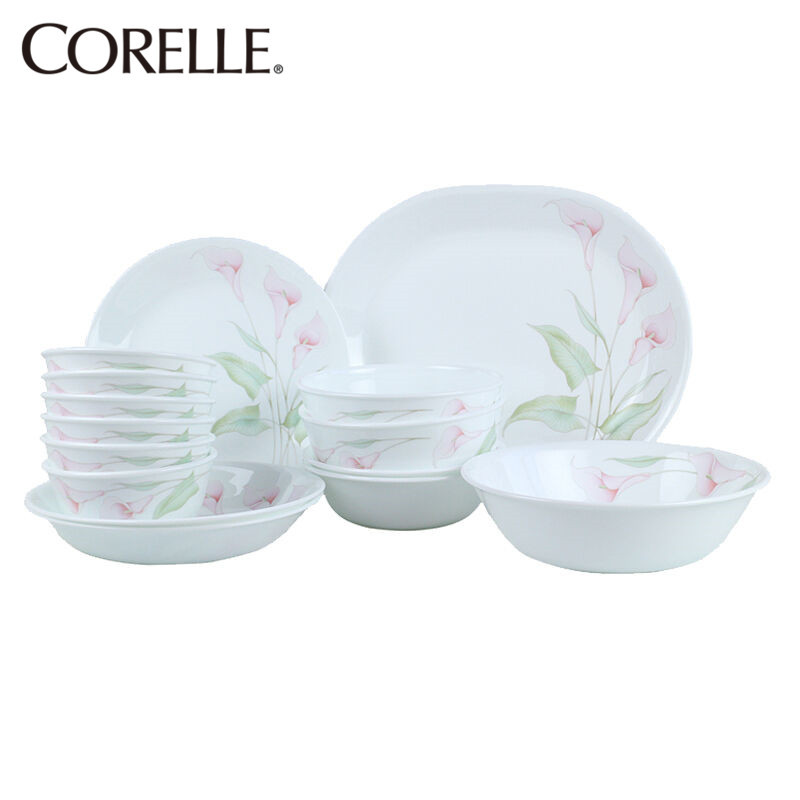 康宁(CORELLE)餐具套装20件套(进口玻璃陶瓷餐具)碗/碟子/盘子餐盘套装百合花色20-LV