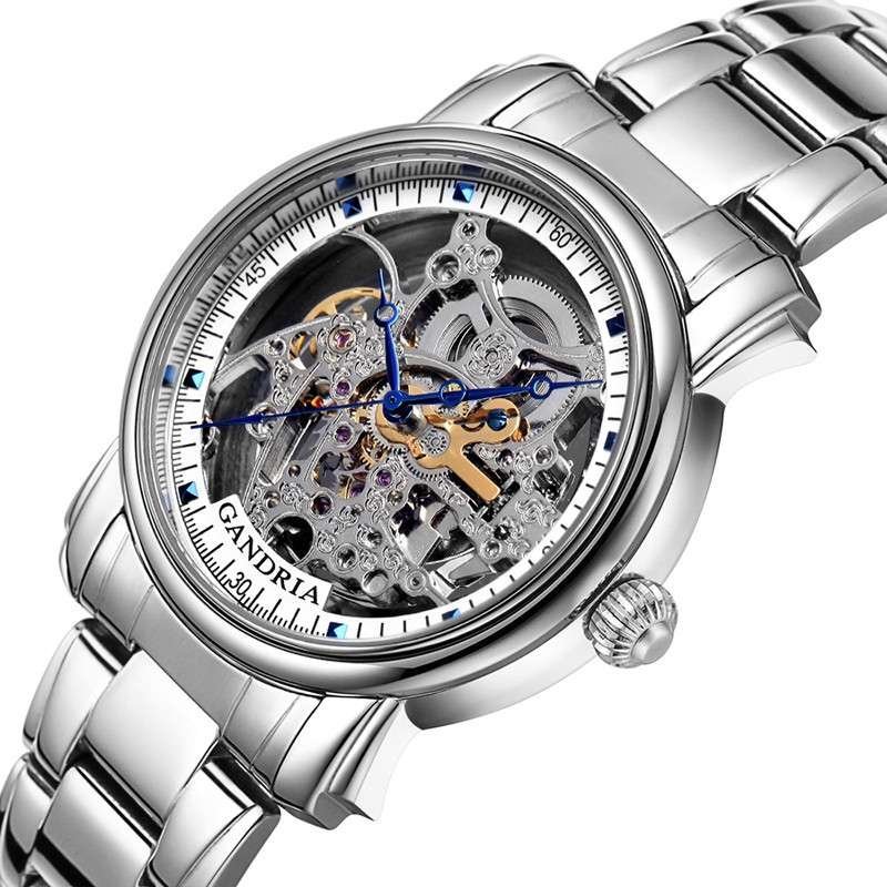 gandria瑞亚手表男士 镂空全自动机械表 情侣表 时尚复古男表6015