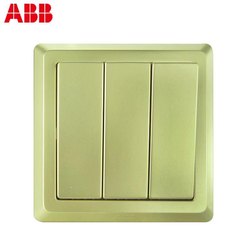 ABB开关面板86型墙壁开关德逸珍珠金色面板三开单控开关AE103-PG