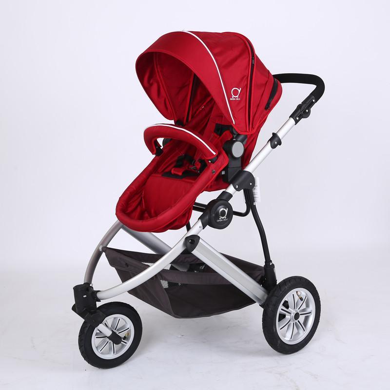 【嘟丽系列】嘟丽d318a高景观充气轮三轮婴儿车 玫红色图片,高清实拍