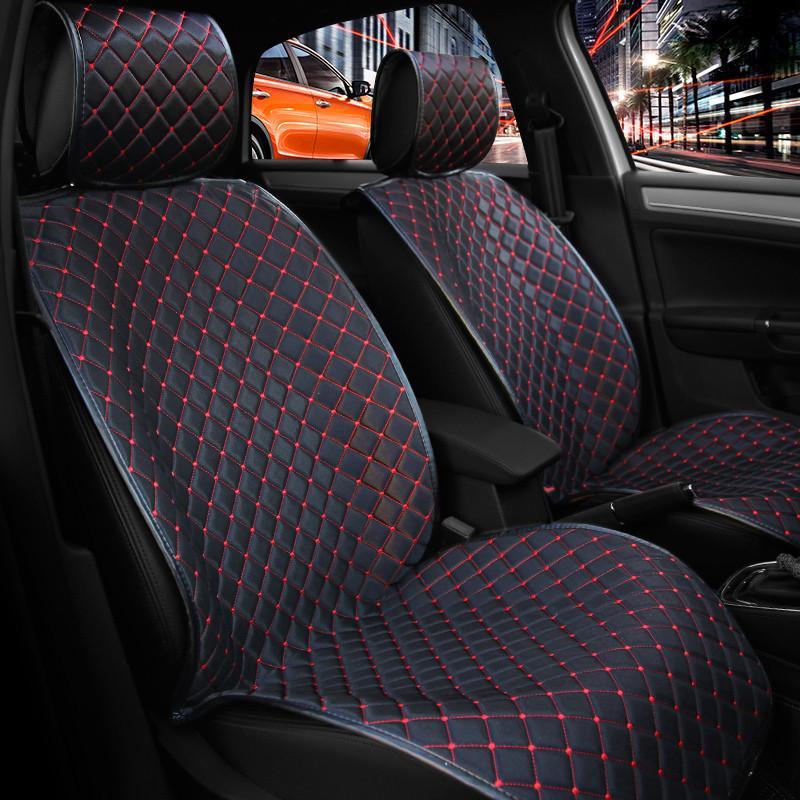 卡客 牛奶丝汽车坐垫 四季通用秋冬汽车座垫冰丝车垫福克斯科鲁兹 菱形红黑