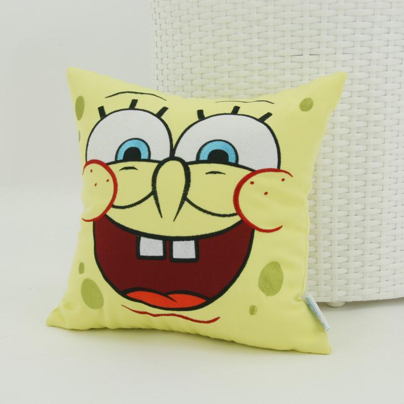 爱优活海绵宝宝抱枕靠垫 儿童抱枕 可爱午睡枕靠垫 傻傻笑 33*33cm