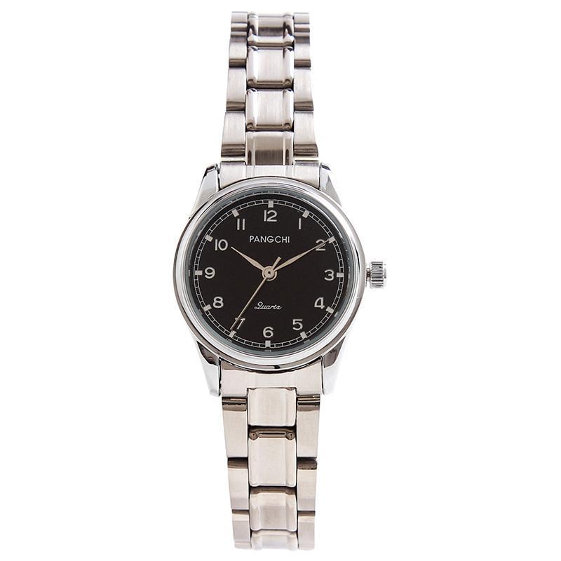 鹏志（PANGCHI）男手表 简洁12数字清晰刻度女表 实用型钢带表 石英手表2246 钢带黑盘(女款)