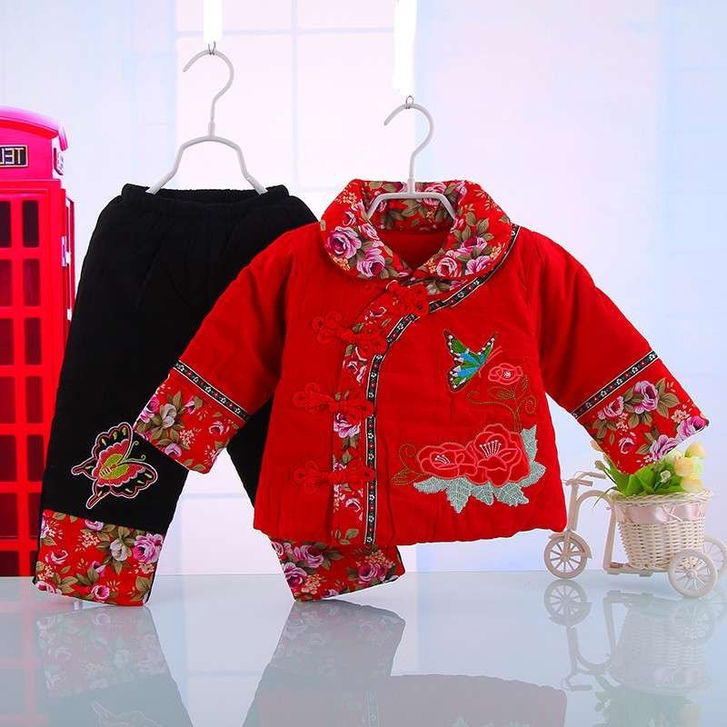 儿童唐装套装棉服女宝宝冬加棉衣服婴儿装婴幼儿宝宝唐装套件5052