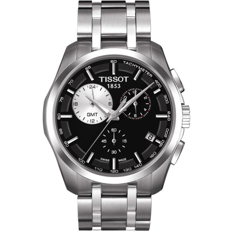 天梭TISSOT酷图系列金属钢带男士石英三眼计时手表T035.439.11.051.00 T035.439.11.051.00