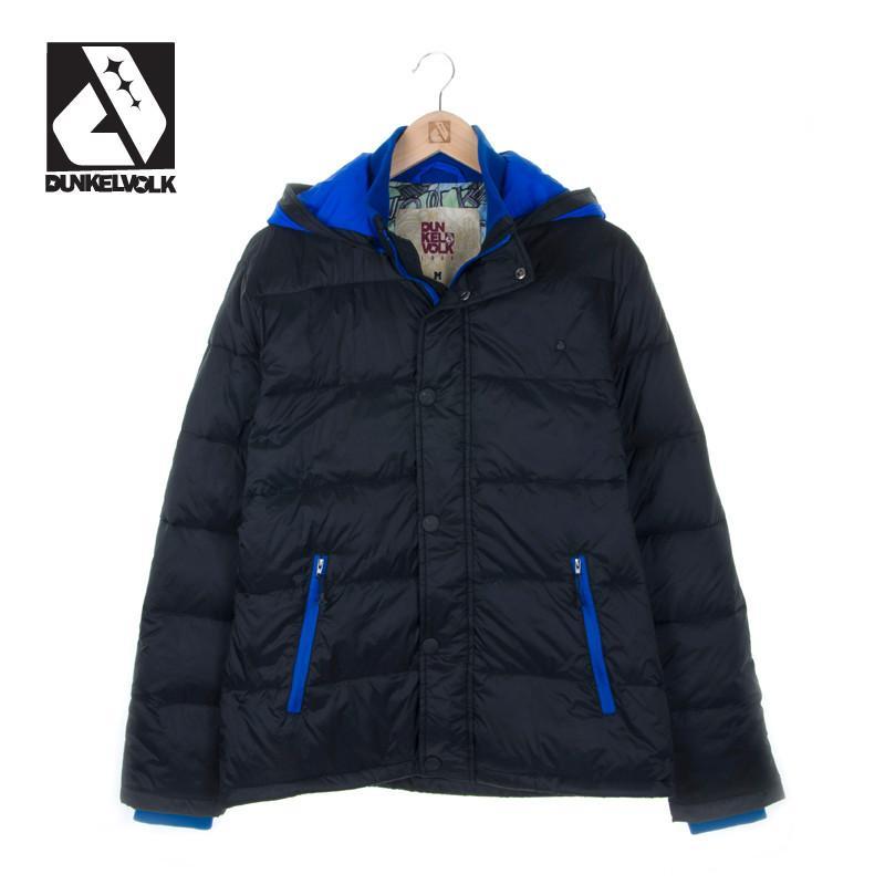 DUNKELVOLK/达克沃 潮牌2014冬季新款纯色男装加厚连帽休闲棉衣 深蓝色 180/96(XL)