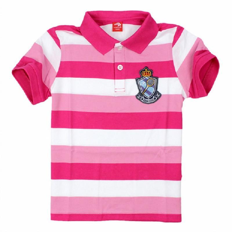 特价包邮正品永高人童装男童夏装大童棉质条纹t恤polo衫上衣 玫红色